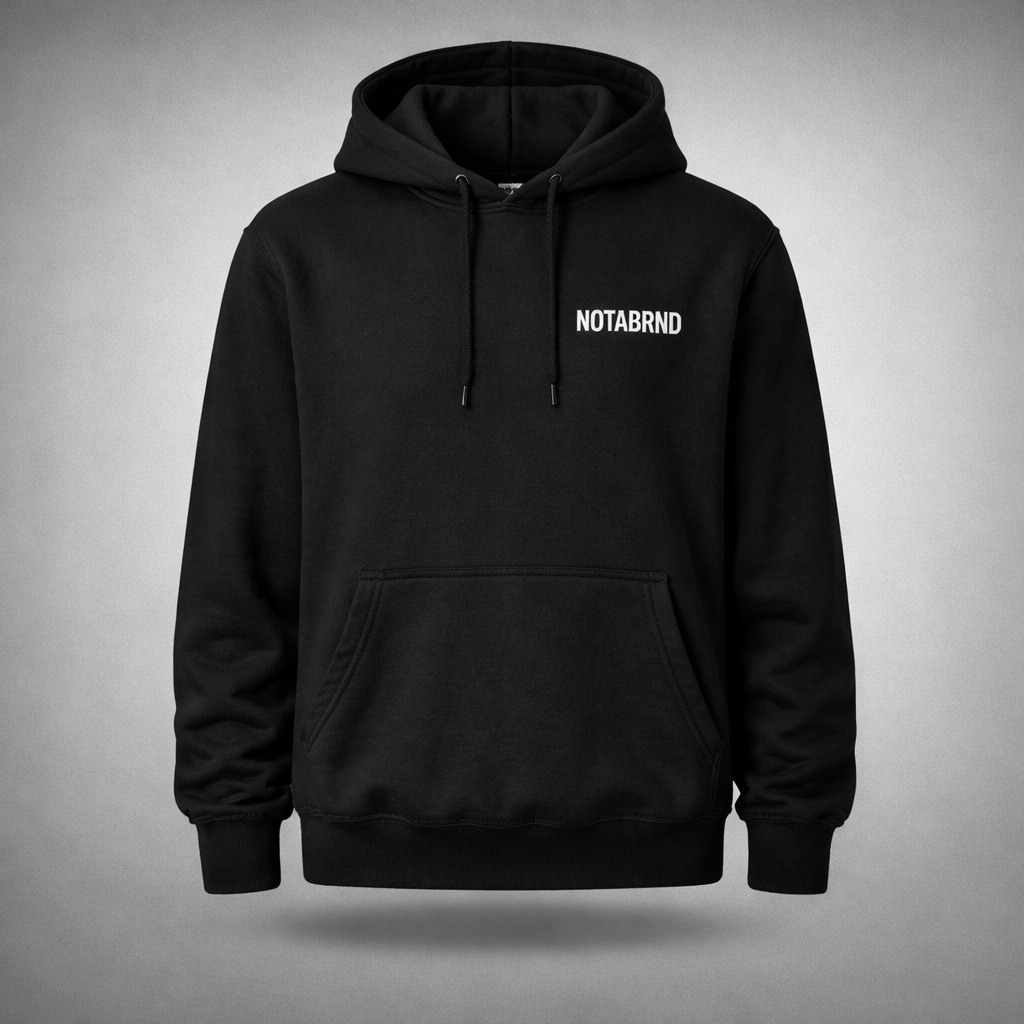NOTABRND Black Hoodie – Graffiti Back Print & White Embroidered Chest