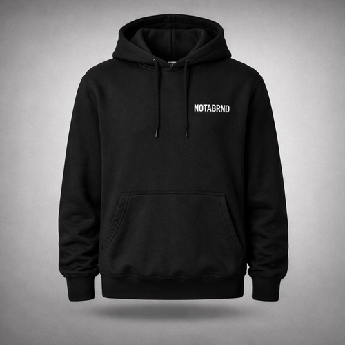 NOTABRND Black Hoodie – Graffiti Back Print & White Embroidered Chest