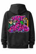 NOTABRND Black Hoodie – Graffiti Back Print & White Embroidered Chest